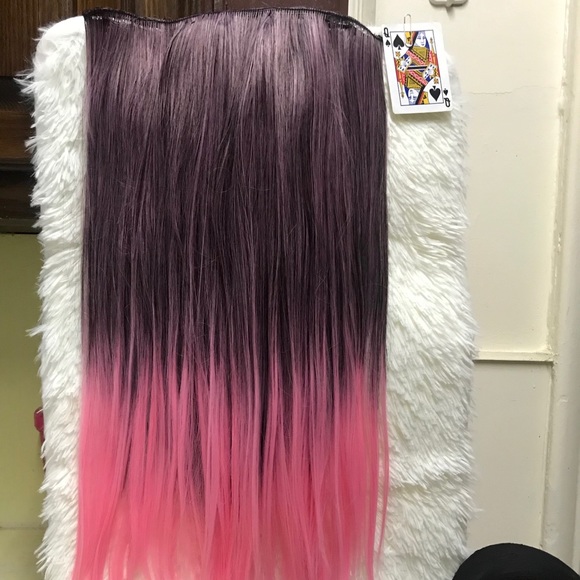 26” human hair blend pink ombré U part extension - Picture 3 of 8